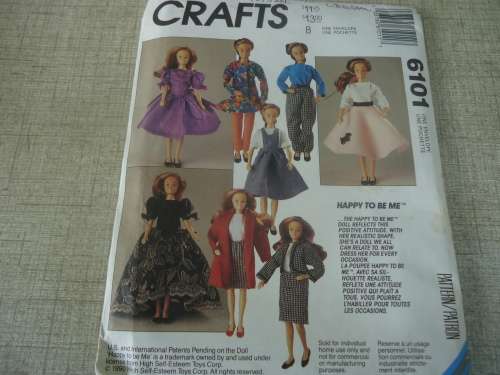 McCALLS CRAFTS PATTERNS 6101  FASHION 11 1/2" DOLLS LIKE BARBIE - FASHION WARDROBE- COMPLETE & UNCUT