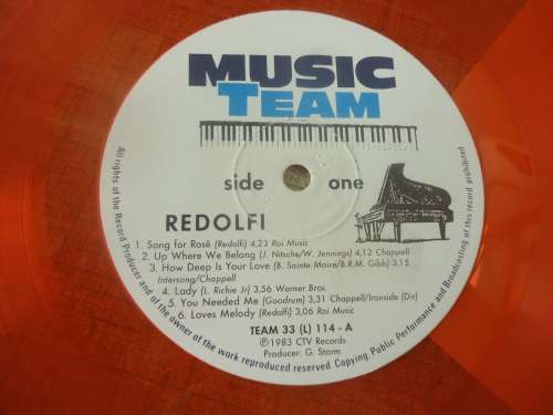REDOLFI- 1983 TEAM MUSIC STEREO LP TEAM 33 - ORANGE VINYL
