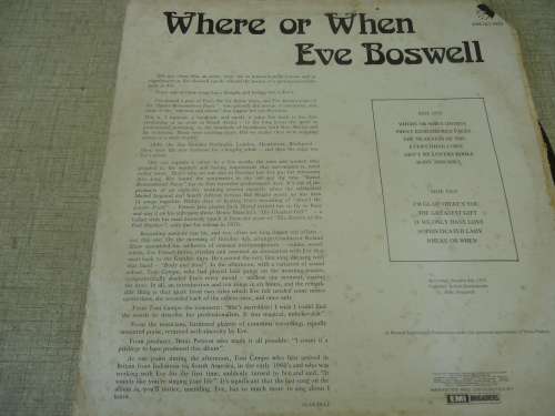 EVE BOSWELL - WHERE OR WHEN-1975 EMI STEREO LP