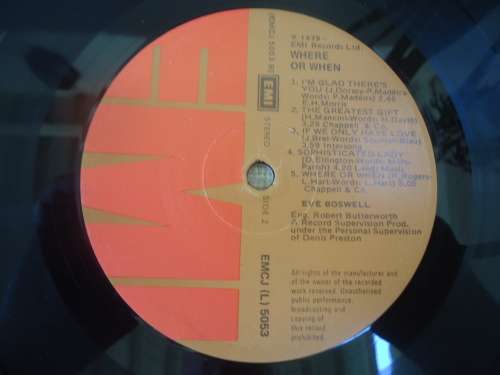 EVE BOSWELL - WHERE OR WHEN-1975 EMI STEREO LP