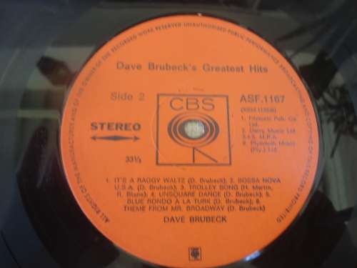 THE DAVE BRUBECK  "GREATEST HITS" CBS STEREO LP