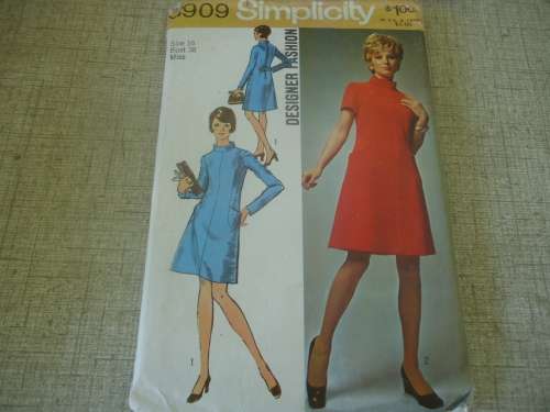 SIMPLICITY PATTERNS 8909  DRESS SIZE 16  BUST 38" COMPLETE