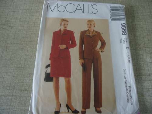McCALL'S PATTERNS 9568  SUIT - JACKET/SKIRT/PANTS SIZE D = 12 + 14 + 16 COMPLETE & UNCUT