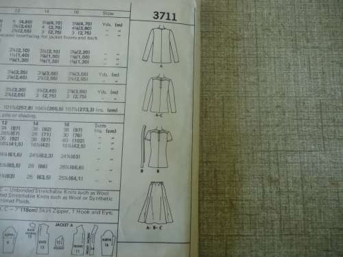 RETRO McCALL'S PATTERNS 3711 SKIRT & TOP SIZE 14 BUST 36" -  COMPLETE & MOSTLY CUT
