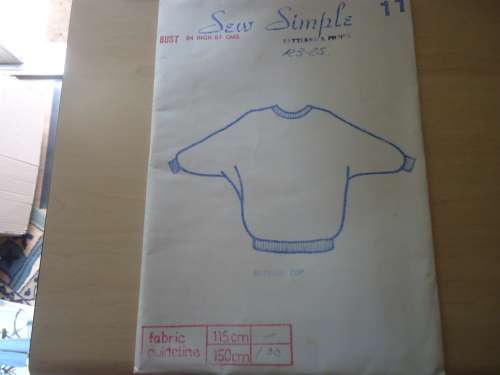 SEW SIMPLE PATTERNS  #11 BATWING TOP SIZE 34" 87cm  COMPLETE