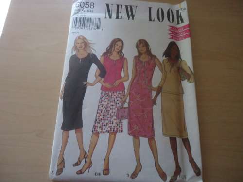 NEW LOOK PATTERNS 6058-6 SIZES IN ONE -SUN DRESS-TOP-SKIRT  SIZES 8 - 18 - COMPLETE & UNCUT