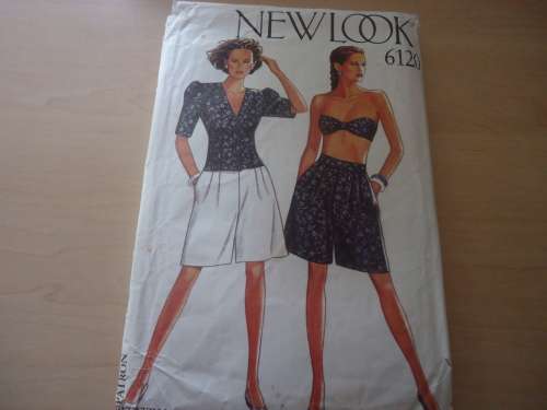 NEW LOOK PATTERNS 6120 -6 SIZES IN ONE -SHORTS/BIKINI TOP/BLOUSE  SIZES 8 - 18 - COMPLETE