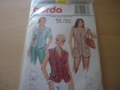 BURDA PATTERNS 4283   BLOUSE/TOP  SIZES 8 - 18 COMPLETE