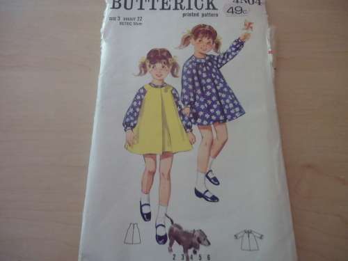 VINTAGE BUTTERICK PATTERN 4504 GIRL'S DRESS SIZE GIRL 3 YEARS BREAST 22"- COMPLETE