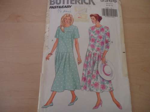 BUTTERICK  PATTERN 5366 WASITER  DRESS  SIZE 8 + 10 + 12 COMPLETE & UNCUT