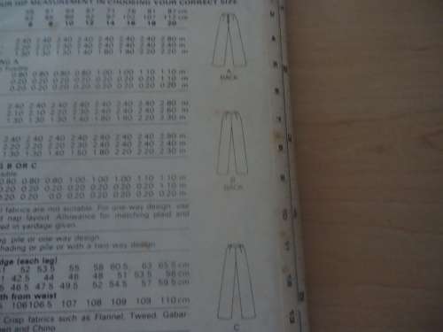 BUTTERICK PATTERN 6316 TROUSERS SIZE 16 COMPLETE
