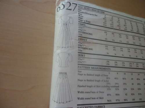NEW LOOK PATTERNS 6527-7 SIZES IN ONE BLOUSE/SKIRT/DRESS SIZES 6-18 MISSING SEWING INSTRUCTIONS 1-2