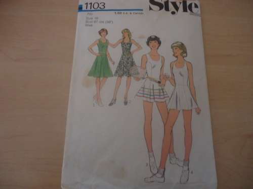 STYLE PATTERNS 1103 - TENNIS OUTFIT SIZE 16  BUST 97 CM/38" COMPLETE