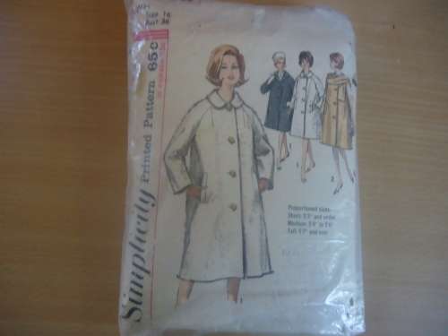 VERY VINTAGE SIMPLICITY PATTERNS 5148 LADIES COAT SIZE 16 BUST 36"-COMPLETE