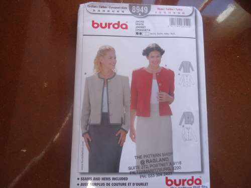BURDA PATTERNS 8949 STUNNING SHORT JACKET SIZES 8 - 20 COMPLETE