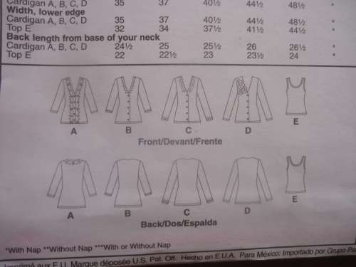 McCALL'S PATTERNS M5978 DECORATED TOP SIZES Z = LARGE (16-18) + XLARGE (20 - 22) COMPLETE