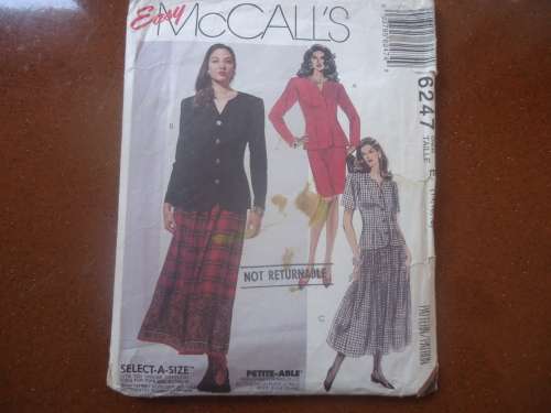 McCALL'S PATTERNS 6247 JACKET & SKIRT- E = 14 + 16 + 18  COMPLETE