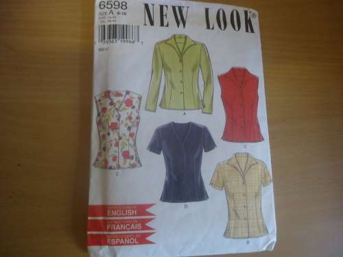 NEW LOOK PATTERNS 6598 -VARIOUS TOPS SIX SIZES IN ONE 8 -18 - COMPLETE