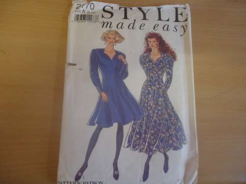 STYLE PATTERNS 2170 PANELED DRESS WITH SHAPED NECKLINE SIZE A = 8 - 18 COMPLETE