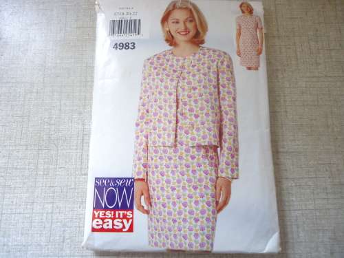 BUTTERICK  PATTERN 4983 DRESS & JACKET  SIZE C = 18 + 20 + 22- COMPLETE