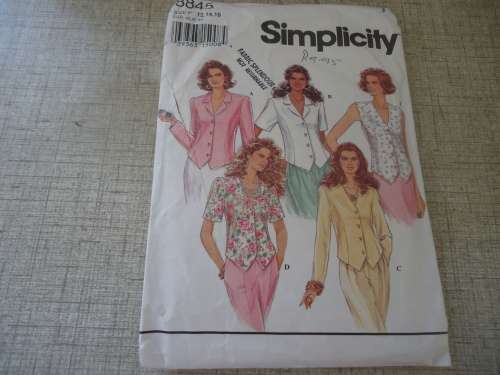SIMPLICITY PATTERNS 8845  BLOUSES WITH TIE BACK SIZES 12 + 14 + 16 - COMPLETE