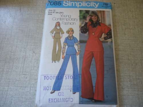 RETRO SIMPLICITY PATTERNS 7099 PULLOVER TOP, SHIRT & PANTS -SIZE 12 BUST 87 CM COMPLETE