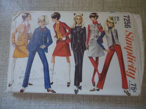 SIMPLICITY PATTERNS 7256  JACKET, VEST, SKIRT & PANTS SIZE 14 BUST 34"MISSING PAGE 1 SEWING INSTRUCT