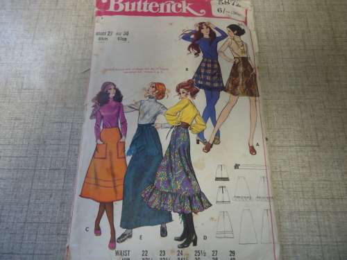 BUTTERICK PATTERN 5872 VARIOUS SKIRTS  WAIST 27" HIP 38" - COMPLETE