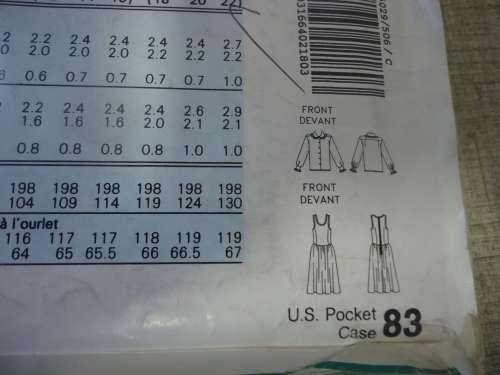 BUTTERICK PATTERN 5029/506 SHIRT & PINAFORE DRESS SIZE C = 18 + 20 + 22 COMPLETE