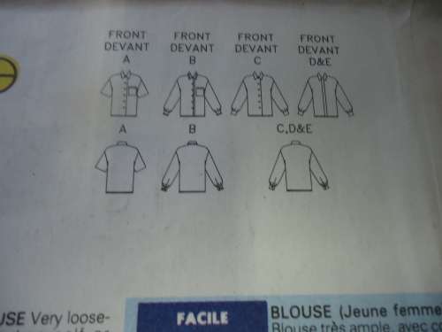 BUTTERICK PATTERN 4999 BLOUSES IN 5 STYLES  SIZE 8 + 10 + 12    COMPLETE & UNCUT