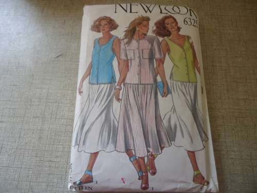 NEW LOOK PATTERNS 6329-6 SIZES IN ONE- SUMMER TOP & FLARED SKIRT- SIZES 8 - 18 -COMPLETE