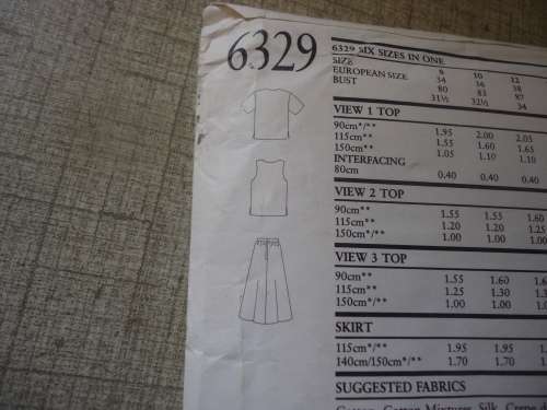 NEW LOOK PATTERNS 6329-6 SIZES IN ONE- SUMMER TOP & FLARED SKIRT- SIZES 8 - 18 -COMPLETE
