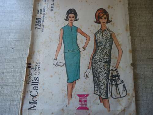 VINTAGE McCALL'S PATTERN -7260 DRESS SIZE 16 BUST 36" SEE DESCRIPTION