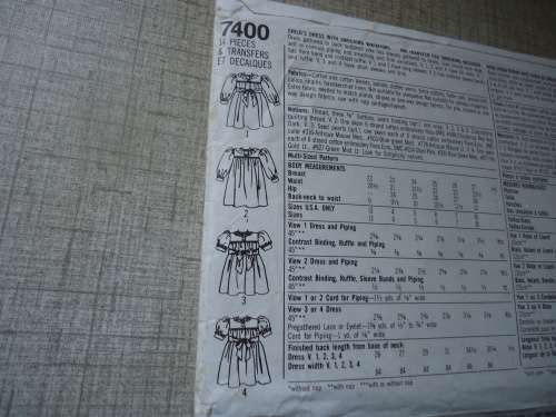 SIMPLICITY #7400  HEIRLOOM SMOCKED DRESSES- SIZE 3 - 8 COMPLETE