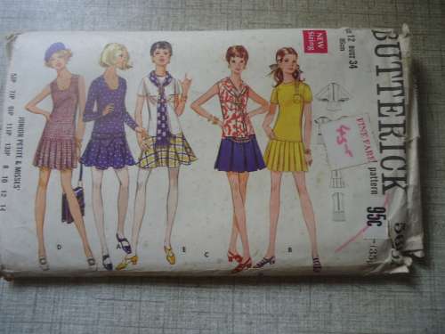 RETRO BUTTERICK PATTERN 5682  ONE PIECE DRESS SIZE 12 BUST 34" NO SEWING INSTRUCTIONS
