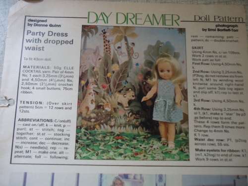 LIVING & LOVING OCTOBER 1983 - DAYDREAMER - PARTY DRESS WITH DROPPED WAIST 43 CM DOLL