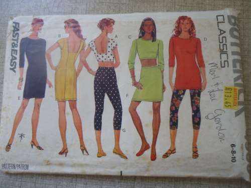 BUTTERICK  PATTERN 4935 TOP, DRESS, SKIRT & LEGGINGS  SIZES 6 + 8 + 10 SEE DESCRIPTION