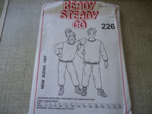 READY-STEADY-GO PATTERN - NUMBER 226 - DROPPED SLEEVE TRACKSUIT - AGE 14 CHEST 84/88 CM