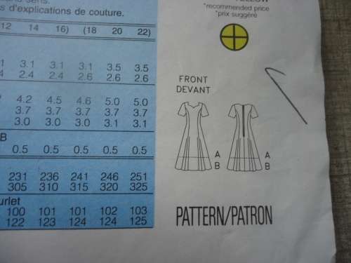 BUTTERICK  PATTERN 3244 LOOSE FITTING FLARED DESS & SHAPED NECK SIZE 12 + 14 + 16 COMPLETE