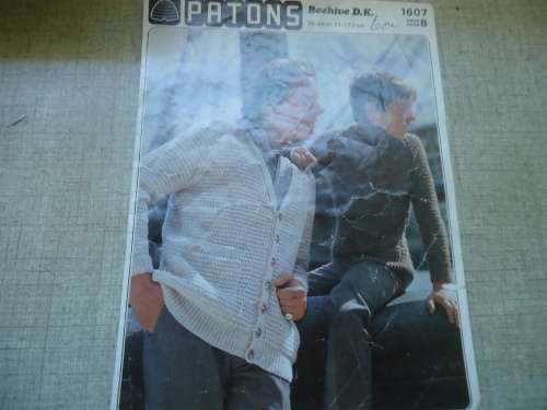 PATONS #1607 `LIKE FATHER lIKE SON - CARDIGANS    SIZES 28 - 44`