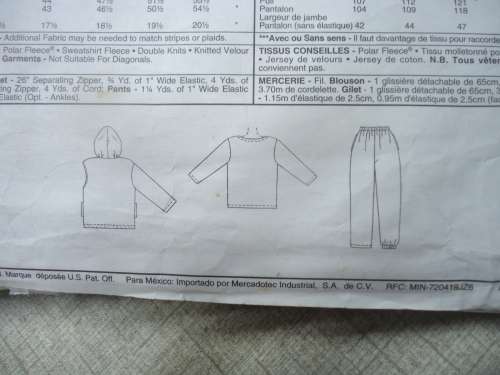 McCALL'S PATTERN 7897 TRACKSUIT+CASUAL GEAR SIZE XL = 42 + 44 - COMPLETE & ONLY PART CUT