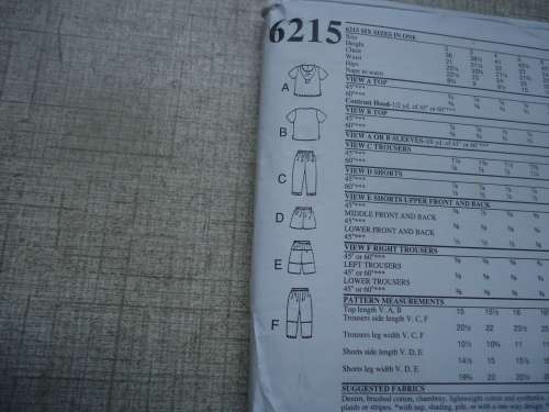 NEW LOOK PATTERNS 6215 KIDS CASUAL WEAR SIX SIZES IN ONE 2 - 7 YEARS COMPLETE