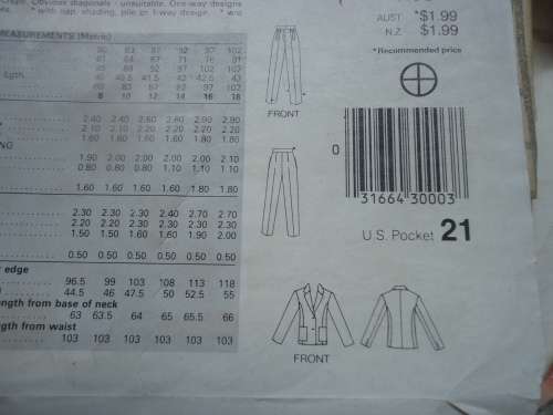 BUTTERICK PATTERN 5225 PANTS SUIT  SIZE B= 14 + 16 + 18 COMPLETE & UNCUT - SUPPLIED IN PLASTIC