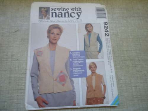 McCALLS PATTERNS 9242  WAISTCOAT 3 STYLES ALL SIZES 8 - 22 COMPLETE & UNCUT