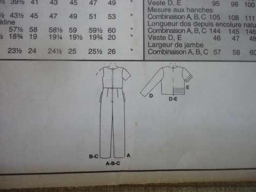 McCALL'S PATTERNS 8644 UNLINED JACKET & JUMPSUIT  SIZES B = 8 + 10 +  12 COMPLETE & UNCUT