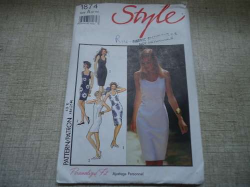 STYLE PATTERNS 1874 TUNIC DRESS SIZES A = 8 - 18 COMPLETE
