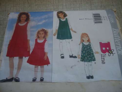 BUTTERICK PATTERN 4108 GIRL'S JUMPER & TOP SIZE 7 + 8 + 10 YEARS SEE DESCRIPTION
