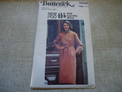 BUTTERICK PATTERN 5028 DRESS & BELT SIZE 16 BUST 38" COMPLETE-UNCUT-F/FOLDED
