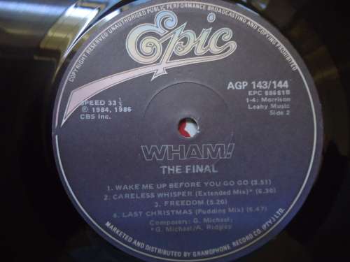 WHAM! THE FINAL  1986 EPIC LP AGP143/144  + INNER SLEEVES