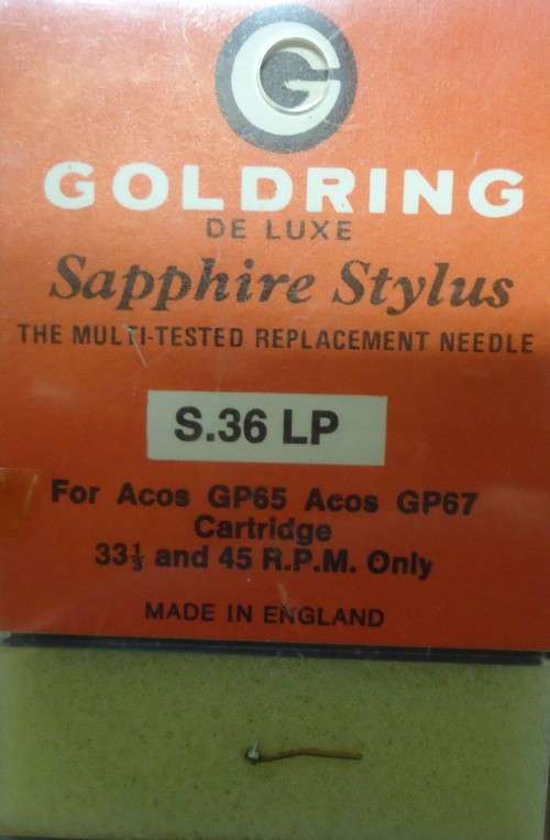 GOLDRING DE LUXE SAPPHIRE STYLUS S.36 LP- ACOS GP 36 & ACOS GP 67 CARTRIDGE - RECORD PLAYER NEEDLE